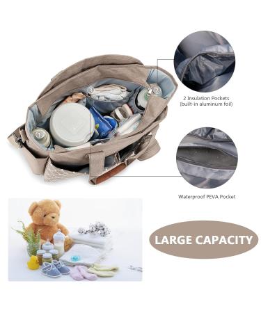 Bizcasa Baby Diaper Bag - 13 Pockets Portable Travel Handbag with Pacifier Bag Large Storage Space for All Baby Essentials - Khaki - Buy Online on GoSupps.com