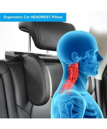 Adjustable Leather Car Headrest for Children & Adults - Neck Support Pillow with Telescopic Bar | Breathable Car Cushions (Black) - Buy Online on GoSupps.com