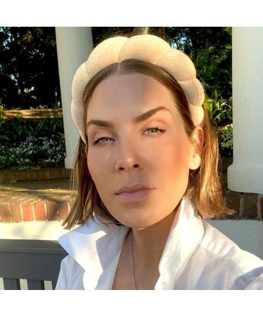 Bottega della Principessa-Skincare Headband for Washing Face Makeup-Puffy Headband Bubble Headband for Beauty Routine Ivory - Buy Online on GoSupps.com