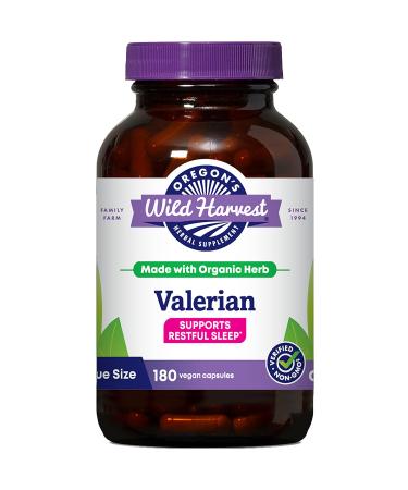 Oregon's Wild Harvest Non-GMO Organic Valerian Capsules Non Habit Forming Herbal Aid, Melatonin Free, 180Count Valerian 180 Count (Pack of 1)