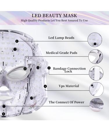 LAF BKTT LED Red Light Therapy Face Mask for Skin Care at Home - 7 Colors with Neck and Best Gift for Mom, Wife, Grandma (White) - Buy Online on GoSupps.com