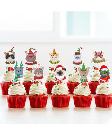 Cat Themed Christmas Cupcake Toppers Santa Cat Cupcake Toppers Kitten Christmas Birthday Cake Picks Christmas Baby Shower Decor Merry Christmas Party Supplies Cat Christmas Decorations 24 Pcs - Buy Online on GoSupps.com