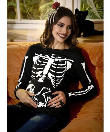 G and PL Halloween Women's Maternity Top Long Sleeve Funny Costume - Black Skeleton (S-XXL) - Buy Online on GoSupps.com