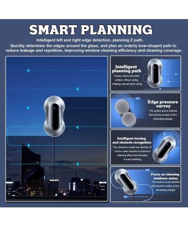 CHHMAELOVE Robotic Window Cleaner Upgrade 4-Way Dual Water Spray Intelligent Path Planning Remote Control & 5 Pairs Of Replacement Cloths Glass Cleaning Robotic - Buy Online on GoSupps.com