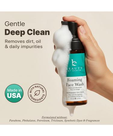 Beauty by Earth Foaming Face Wash Cleanser Natural & Organic Ingredients Vegan Facial Wash Gentle Daily Cleanser for Sensitive Oily & Acne Prone Skin Made in USA Peppermint Tea Tree 4.2 Fl Oz (Pack of 1) - Buy Online on GoSupps.com