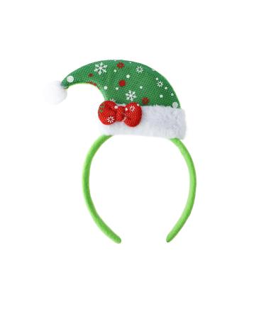 Christmas Headband Antlers Cute Xmas Dress Up Ears Head Decoration Men Women Adult Kid Costume Party Green Elf Hat