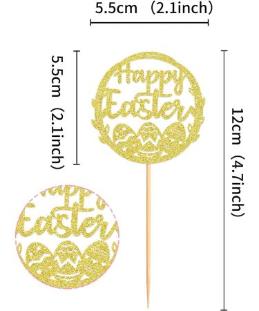 Blumomon 24Pcs Easter Eggs Cupcakes Gold Glitter Happy Easter Cupcake Toppers Egg Cupcake Toppers for Easter Party Cake Decorations Style 3-gold - Buy Online on GoSupps.com