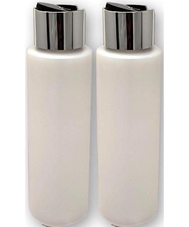 Earth's essentials 2 pieces of refillable HDPE squeezing bottles with stands on the lid 473 ml ideal for lotions shampoos conditioners and massage oils (black and chrome-plated cap)