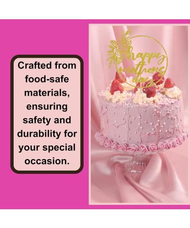 Happy Mother's Day Cake Topper Glitter Cardstock Party Favour Decoration By 3 LITTLE DESSERTS (GOLD) - Buy Online on GoSupps.com