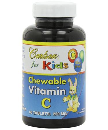 Carlson Labs Kids Chewable Vitamin C Natural Tangerine Flavor 250 mg 60 Vegetarian Tablets