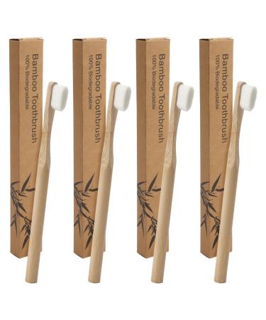 4 pieces of nano toothbrush made of bamboo sustainable nano brown travel toothbrush made of bamboo extra soft bristles 100% bpa-free vegan & environmentally friendly bamboo toothbrush for adults and children