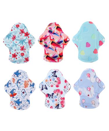 Exceart menstrual deposits 1 set of 7 PCs charcoal menstruation pads rewarfable sanitary pads with storage pocket for women teen girls (size) absorbent menstrual bonds L-27x18cm