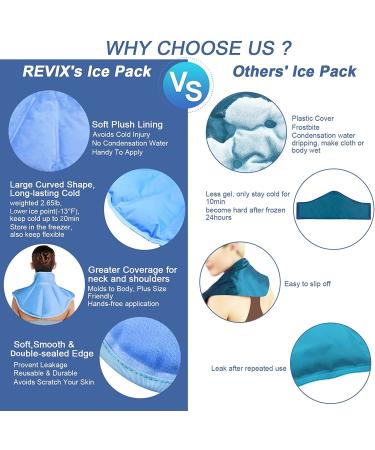 REVIX Large Neck Ice Pack for Pain Relief - Reusable Gel Cold Compress for Neck, Shoulders, Upper Back - Ideal for Rotator Cuff Injuries, Swelling - Soft Plush Lining - Skyblue - Buy Online on GoSupps.com