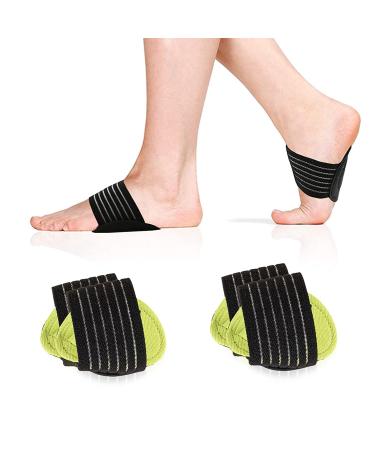 (2 Pair) Arch Support Brace Compression Cushioned Support Sleeves, Plantar Fasciitis Foot Pain Relief for Fallen Arches, Flat Feet, Heel Fatigue, Achy Feet Problems, for Men & Women - Universal Size 2- 2 Pair