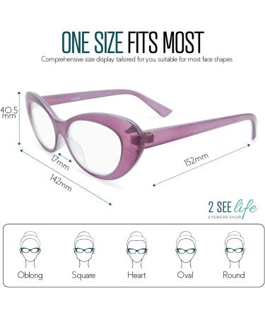2SeeLife Cat Eye Reading Glasses for Women | Purple 3.0x (Blue Light Optional) - Buy Online on GoSupps.com