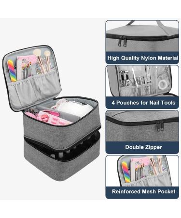 Movstriker Nail Polish Organiser Bag Double Layer Nail Varnish Storage Holds 30 Bottles and A Nail Lamp Traveling Nail Polish Storage Case Portable Nail Lipstick Beauty Tools Box(Grey) - Buy Online on GoSupps.com
