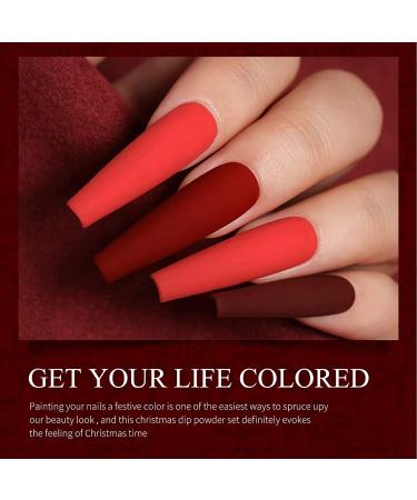 Honey Joy Wine Red Dip Powder Set - 6 Boxes Dark Barn Red Fine Dipping Colors - No Lamp Cure Gel Polish Effect - Even & Smooth Finish - Buy Online on GoSupps.com
