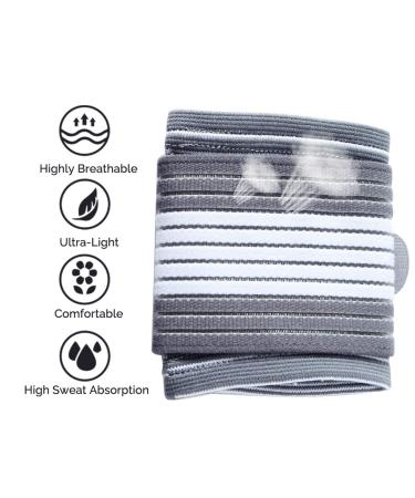Neotech Care Wrist Band - Adjustable Compression Strap - Elastic & Breathable Fabric - Support Sleeve for Tennis Sports Exercise - Men Women Right or Left - Grey Colour (Size S 1 Pair) S 2 - Buy Online on GoSupps.com