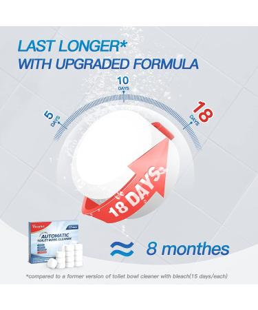 Vacplus Toilet Bowl Cleaner Tablets - 12 Pack | Lighter Smell, Automatic Cleaners with Bleach | Longer Lasting, Economical Tank Cleaners 0.7oz - Buy Online on GoSupps.com