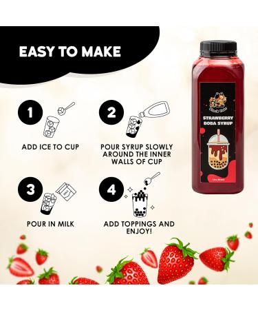 Syrup for Bubble Tea | 12 Ounces (354 ML) | Brown Sugar Boba Flavored Syrup for Tapioca Pearls and Desserts (Strawberry) - Buy Online on GoSupps.com