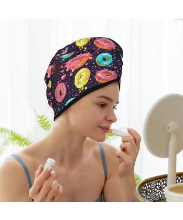 Hair Towel Wrap - Quick Drying Turban with Button | Best Hair Drying Towel for Effortless Styling (Donuts1 - Buy Online on GoSupps.com