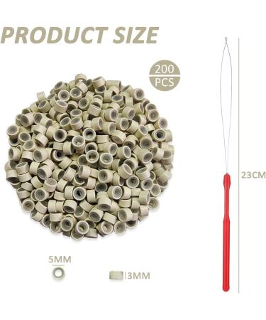 200 Pieces of Hair Extension Nano Beads With 1 Hair Extension Tool Golden Silicon Nano Rings Silicon Nano Beads for Hair Extensions Suitable for Blonde and Brown Hair - Buy Online on GoSupps.com