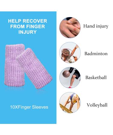 Finger Compression Sleeves for Arthritis & Swelling Light Purple Thumb Brace for Trigger Finger Support One Size Ideal for Basketball & Sports - Buy Online on GoSupps.com