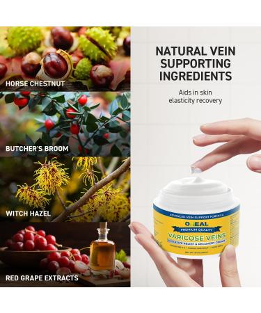 Varicose Veins Treatment Cream - Intensive Relief for Swollen Legs & Feet | Horse Chestnut Formula for Ages 50 - Buy Online on GoSupps.com