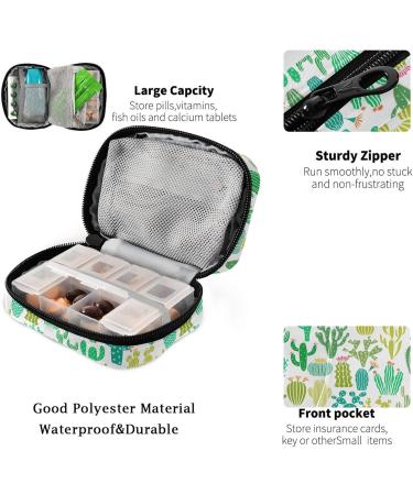 Fustylead Cute Green Cactus Travel Pill Organizer | 7-Day Zipper Pill Case for Vitamins & Supplements - Perfect for Purse Storage - Buy Online on GoSupps.com