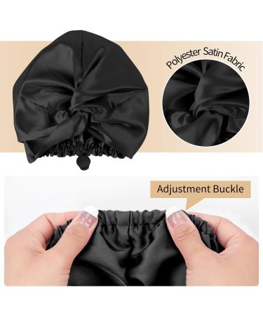 Arqumi Large Silk Hair Wrap | Double-layer Satin Bonnet for Sleeping | Adjustable Sleep Cap for Women | Black B (1PCS) - Buy Online on GoSupps.com