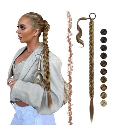 Fine braid extensions ponytail extension with hair tie 65 cm long ponytail braided art hair hair extension braid hair part for women red -brown mix ash blonde 65 cm red -brown mix ashblond