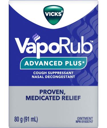 Vicks VapoRub Advanced Plus Nasal Decongestant Cough Suppressant Medicated Vicks Vapours Chest Rub Ointment 80 g/91 mL 80 ml (Pack of 1) Advanced Plus - Buy Online on GoSupps.com