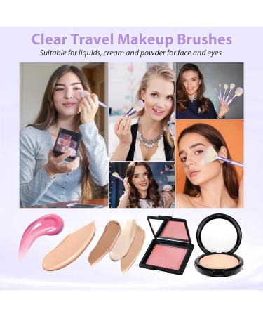 HEYMKGO 12pcs Professional Makeup Brushes Set with Transparent Handles - Ideal for Foundation, Blending, and Eyeshadow - Purple Triangle Puff Included - Buy Online on GoSupps.com