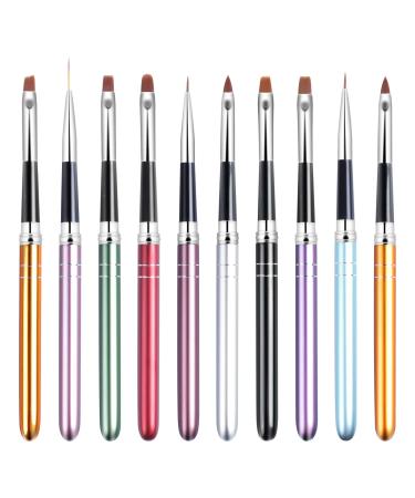 Nail Brush Set 10-piece Professional Gel Brush for Nails Nail Art UV Gel Acrylic Eyeliner - Each Individually Packed