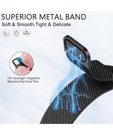 Surundo Adjustable Magnetic Mesh Loop Bracelet for Fitbit Charge 5 & 6 - Black Metal Fitness Tracker Accessory - Buy Online on GoSupps.com