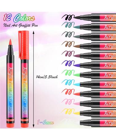 Buy Amaxiu 12 Colors Nail Art Pens Set - Waterproof Quick Dry Acrylic Painting Pens for Professional Nail Design - Buy Online on GoSupps.com