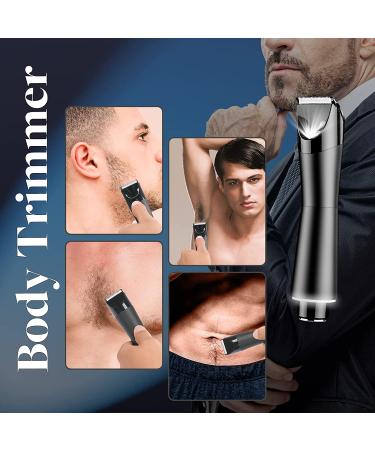 2-in-1 Electric Body Hair Trimmer for Men - Groin & Pubic Hair Shaver with LED Light, Waterproof Clippers - Male Hygiene Razor - Buy Online on GoSupps.com