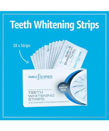 Smile Science Harley Street Professional Teeth Whitening Strips - 28 Strips - Up to 6 Shades Whiter in 14 Days - Enamel Safe & Vegan - Clinically Proven Stain Remover - Buy Online on GoSupps.com