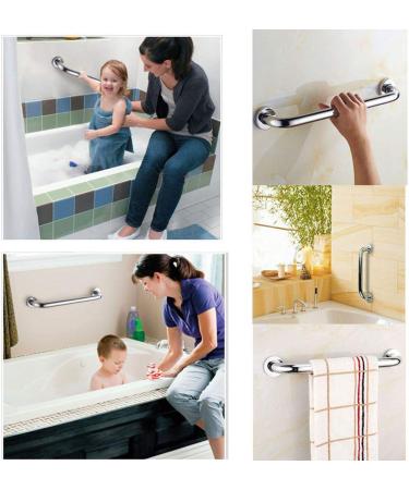 ZUEXT 12 Inch Anti Slip Shower Grab Bar Handle - Chrome Finish Stainless Steel Bathroom Balance Bar - Safety Hand Rail for Elderly and Handicap - Pack of 1 - Buy Online on GoSupps.com