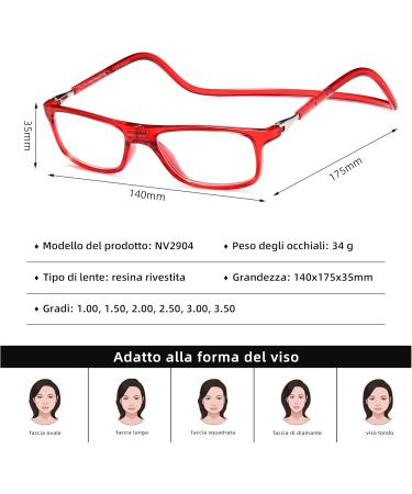 New Vision NV2904 Reading Glasses 2 Pack - Magnetic Closure Lightweight 2.5x Reading Aid for Men & Women - Buy Online on GoSupps.com