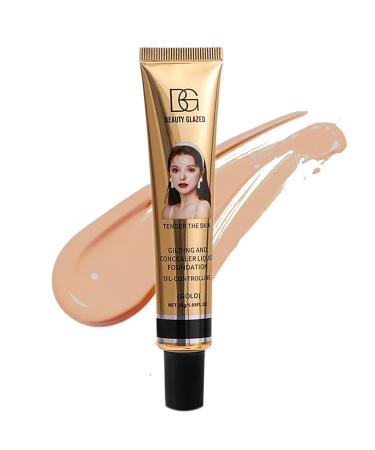 Beauty Glazed Foundation New Formula Full Coverage Flawless Makeup Base Cream Concealer Matte Waterproof Long Lasting Oil Free Smooth Liquid Foundation 30g (101 Porcelain)