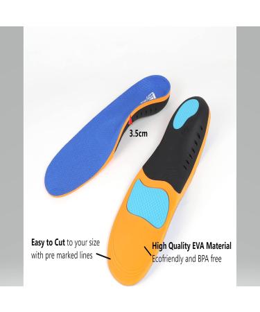 Arch Support Orthotic Shoe Inserts for Men & Women | Relief for Plantar Fasciitis Flat Feet & Heel Pain | Sizes S 6.5-8.5 M & 7.5-9.5 W - Buy Online on GoSupps.com