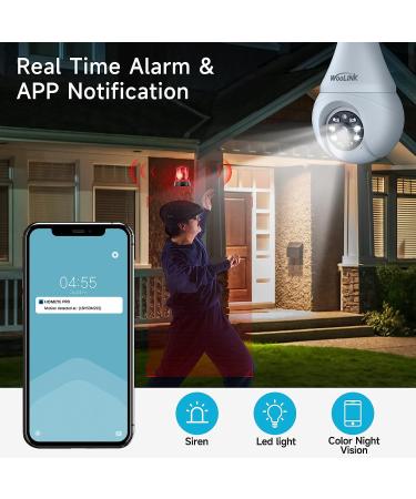 Woolink 2K Wireless Light Bulb Security Camera - Smart Surveillance Camera with Color Night Vision, Motion Detection, and Cloud/SD Card Storage - Buy Online on GoSupps.com