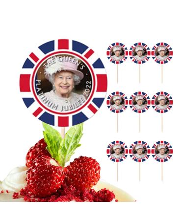 Zceplem British Flag Food Cupcake Picks Union Jack Flag Patriotic Decorations Cake Toppers - Food & Cupcake Picks for 2022 Queen's 70th Jubilee Queen Avatar