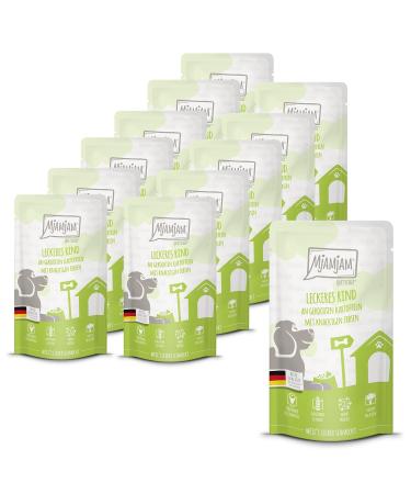 MjAMjAM - Premium wet food for dogs - Quetschie - tasty beef with cooked potatoes and crunchy peas pack of 12 (12 x 125g)