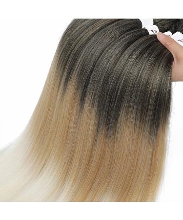 Ombre Braiding Hair Pre Stretched 26 Inch Brown Blonde Yaki Straight Braiding Hair 8 Packs - Synthetic Extensions for Crochet, Twist - Hot Water Setting - 1B/27/613 - 26 Inch-8Pcs - Buy Online on GoSupps.com