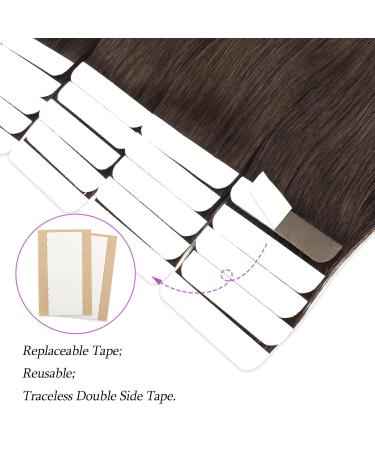 Buy Premium Dark Brown #2 Tape-In Hair Extensions - 50g Remy Human Hair 20 Pieces Invisible & Reusable 55 cm - Buy Online on GoSupps.com
