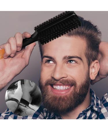 Boar Bristle Nylon Brush | Slick Hair Styling Double-Sided Mustache Brush With Wood Handle | Hairstyle Brush Beard Care For Home Travel Camping Business Trip Vacation - Buy Online on GoSupps.com