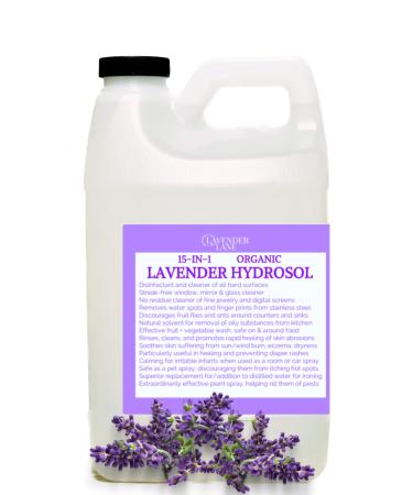 Lavender Hydrosol Floral Water - Distilled on Our Lavender Farm Facial Toner Aromatherapy Linen & Room Mist (32 oz (1/4 Gallon))