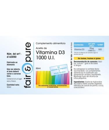 Fair & Pure - Vitamin D3 oil 1000 IU - 50 ml - Buy Online on GoSupps.com